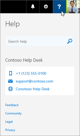 Custom help shows up in the help card for Office 365