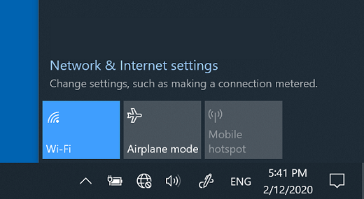 Network settings in Windows 10