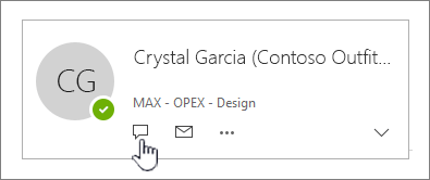 Contact card with IM icon highlighted