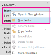short key command for mac email folders to create new subfolders