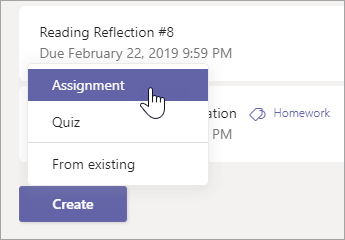 Select Create, then Assignment.