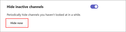 Screenshot of the hide now option in settings. It's used to hide inactive channels as needed.