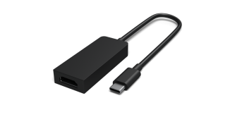 Shows a cable that can be used between USB-C (smaller) to HDMI (bigger).