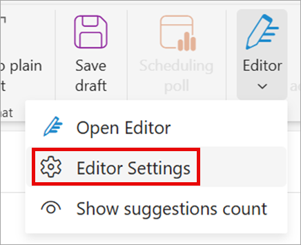 On the ribbon, select Editor > Editor Settings.