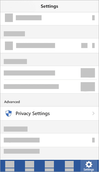 Screenshot of the Privacy Settings button