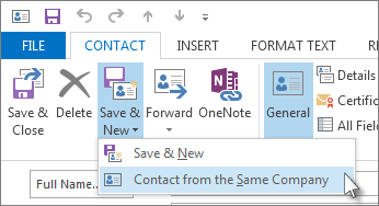 Create a new contact from the same company