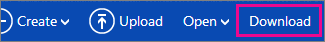 OneDrive menu download button