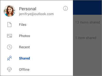 Shared view in OneDrive