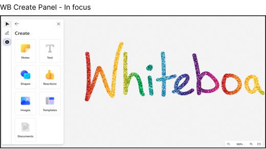 Overview of the Whiteboard Create panel