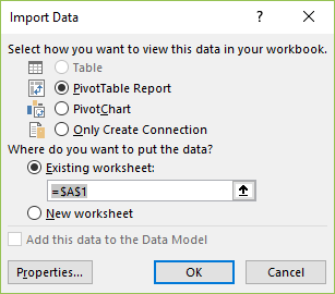 Data connection wizard > Import data