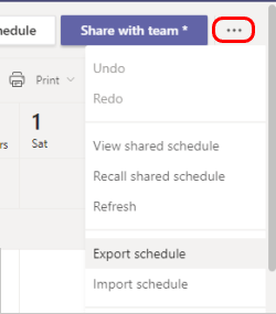 Export schedule menu item