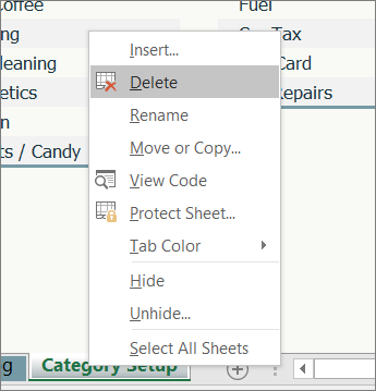 Screenshot of the Delete menu item