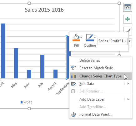 Right-click on chart to see formatting options