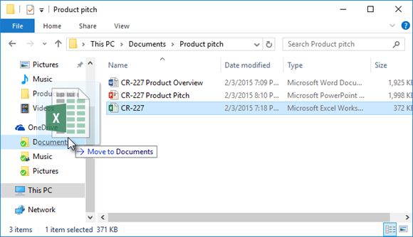 Drag files to OneDrive