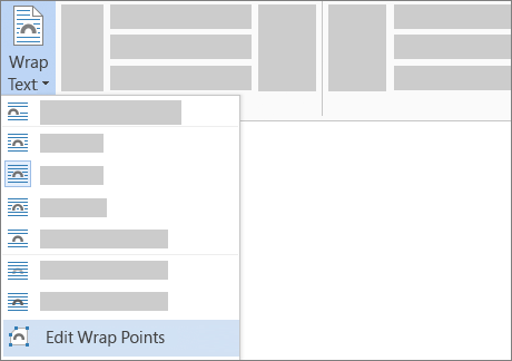The Edit Wrap Points option for Wrap Text on the ribbon
