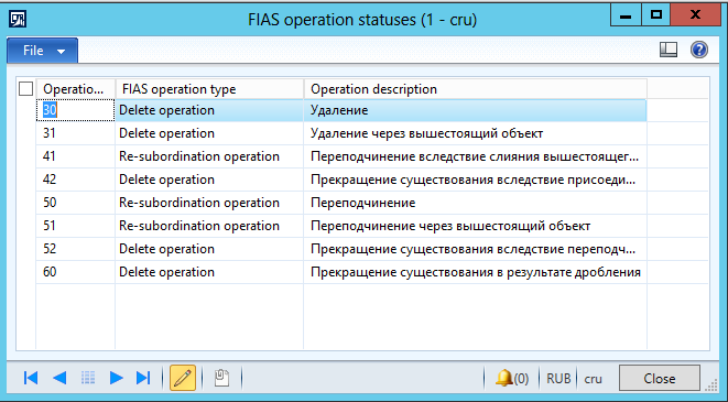 FIAS operation for deletion