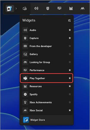 The Play Together widget star button is selected to indicate it is a favorite.