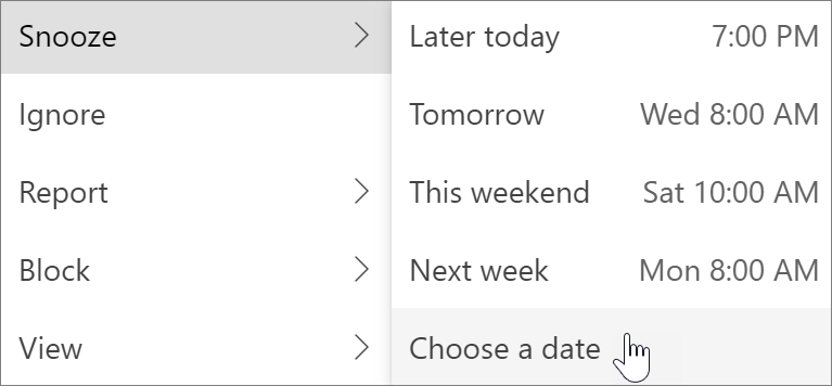 Using Snooze in the new Outlook for Windows