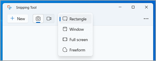 Selecting a mode for an image snip in Snipping Tool.