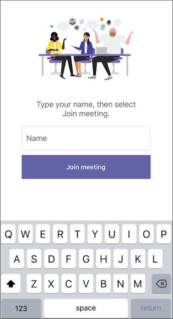 Type your name and join meeting button