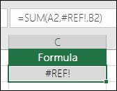 Excel displays the #REF! error when a cell reference is not valid