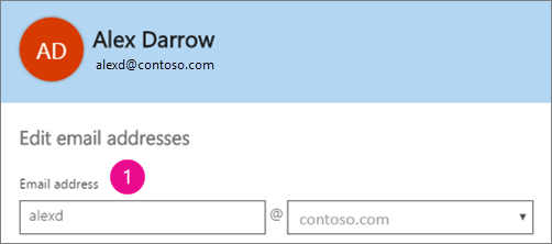 Screenshot of the email address profile field in Office 365