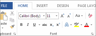 Font group on the Home tab