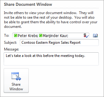 Start a Lync 2010 sharing session from the Office 2010 File tab