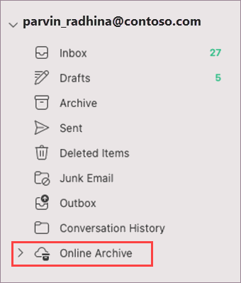 Online archive in Outlook for Mac