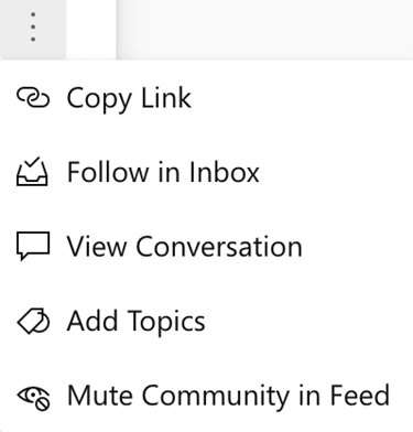 Screenshot showing user muting a community from a new Yammer conversation