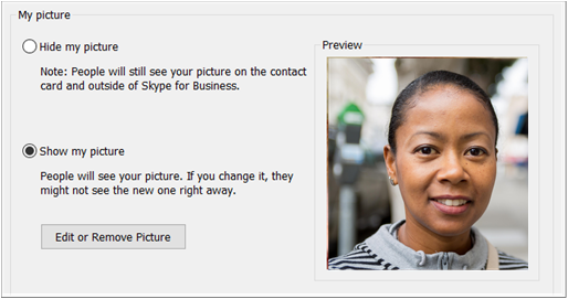 My Picture Options dialog