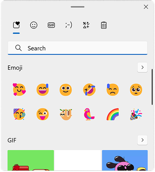 The emoji keyboard in Windows 11.