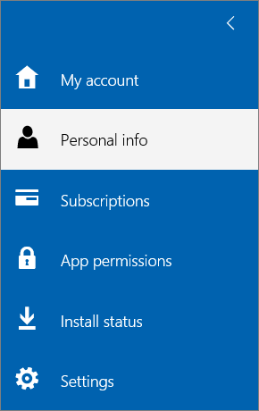 The My account menu with the Personal info option selected.