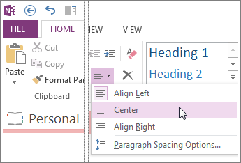 Change the amount of space between lines with the Paragraph Alignment options.