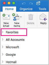 Favorites is at the top of the folder list in the sidebar