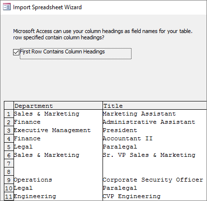 Importing data from Excel