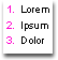 list with different font colors for numbers and text