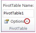 PivotTable group on the Options tab under PivotTable Tools