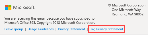 Office 365 Groups guest welcome message footer