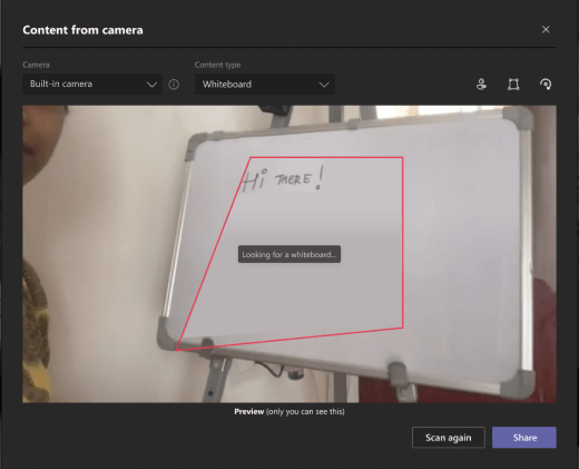 Detect a whiteboard with camera