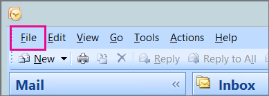 In Outlook 2007, choose the File tab.