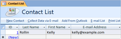 Contact List form