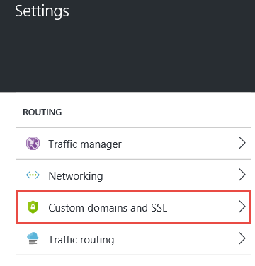 web app settings custom domains and ssl