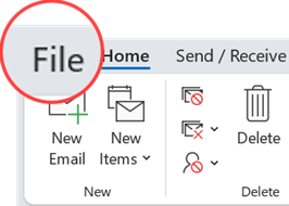 The File tab is at the far-left end of the ribbon tabs.