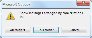 Dialog box to change which folders use Conversations