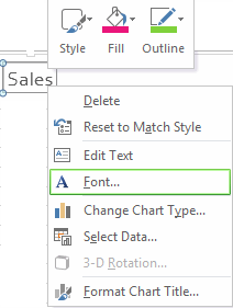 Right-click menu shown when clicking a chart title