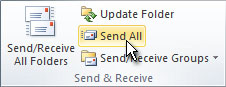 Send & Receive group in the ribbon