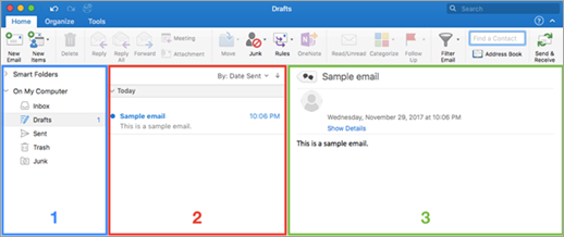 A diagram of the text display size options in Outlook