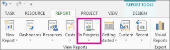 In Progress button on the Report tab
