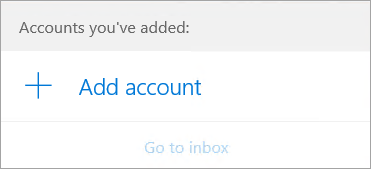 The Add acount dialog box on the Mail welcome page